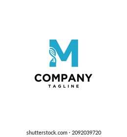 M initial DNA logo design template.icon for science technology.genetic symbol