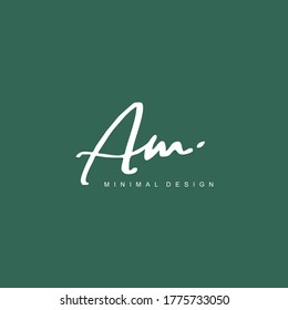A M AM Initial handwriting or handwritten logo for identity. Logo with hand drawn style.