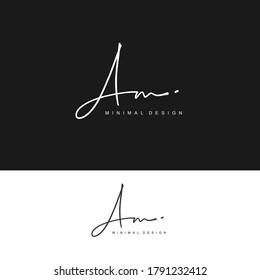 A M AM Initial handwriting or handwritten logo for identity. Logo with signature and hand drawn style.