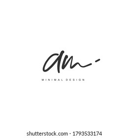 A M AM Initial handwriting or handwritten logo for identity. Logo with signature and hand drawn style.