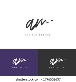A M AM Initial handwriting or handwritten logo for identity. Logo with signature and hand drawn style.
