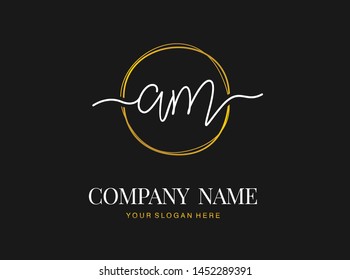 A M AM Initial handwriting logo design with circle. Beautyful design handwritten logo for fashion, team, wedding, luxury logo.