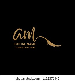 A M Initial Handwriting Logo Template