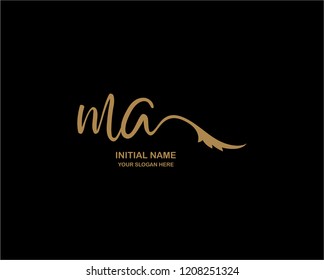 M A Initial Handwriting Logo Template