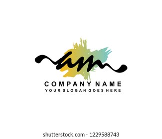 A M Initial Handwriting Logo Template
