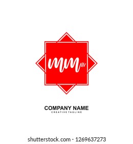 M M Initial Handwriting Logo Template Vector 