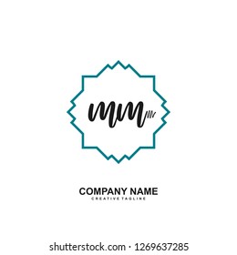M M Initial Handwriting Logo Template Vector 