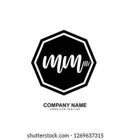 M M Initial Handwriting Logo Template Vector 