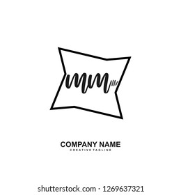 M M Initial Handwriting Logo Template Vector 