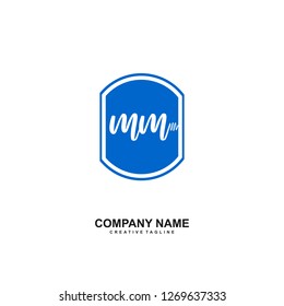 M M Initial Handwriting Logo Template Vector 