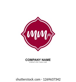 M M Initial Handwriting Logo Template Vector 
