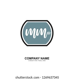 M M Initial Handwriting Logo Template Vector 