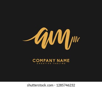A M Initial Handwriting Logo Template Vector