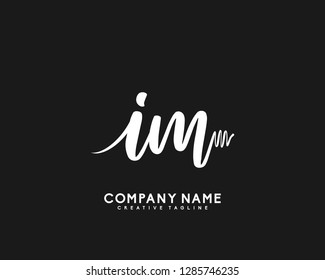 I M Initial Handwriting Logo Template Vector