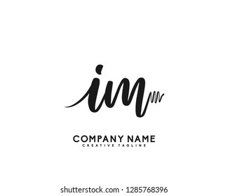 I M Initial Handwriting Logo Template Vector