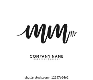 M M Initial Handwriting Logo Template Vector