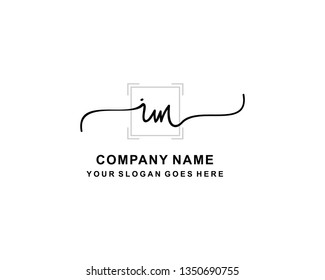I M Initial Handwriting Logo Template