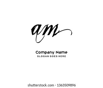 A M Initial Handwriting Logo Template