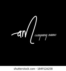 AM A M Initial handwriting logo template vector
