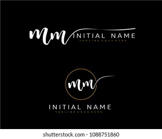 M M Initial handwriting logo vector. Hand lettering for designs.