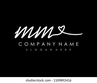 M M Initial handwriting logo vector