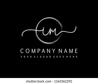 I M Initial handwriting logo vector