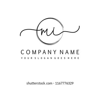 M I Initial handwriting logo vector