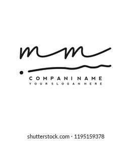 M M Initial handwriting logo vector