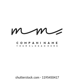 M M Initial handwriting logo vector