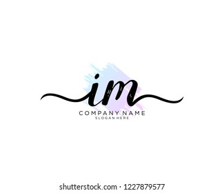 I M Initial handwriting logo vector