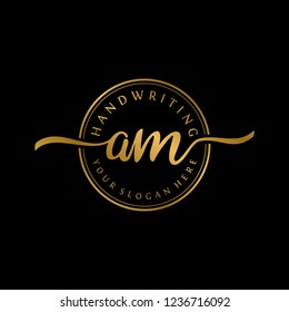 A M Initial handwriting logo vector