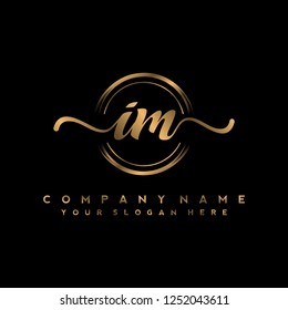 I M Initial handwriting logo vector