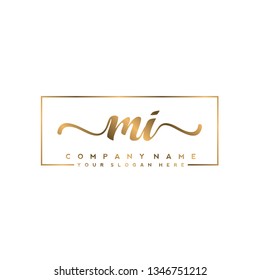 M I Initial handwriting logo vector