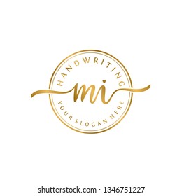 M I Initial handwriting logo vector