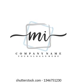 M I Initial handwriting logo vector