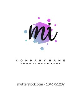 M I Initial handwriting logo vector