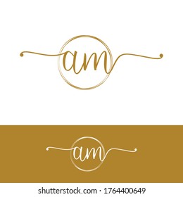 A M AM Initial handwriting logo vector. Hand lettering for designs