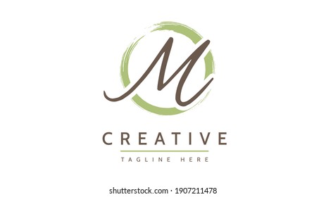 M Initial handwriting logo vector