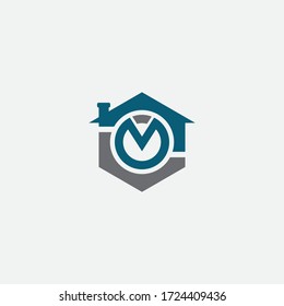 mi hogar inicial. vector hexágono de logotipo