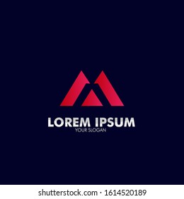 m Initial letter with abstract shape  for business company and multimedia company