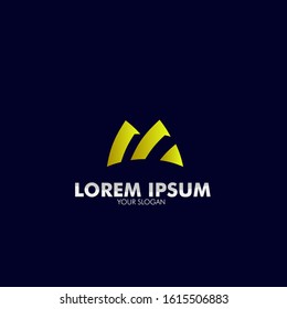 M Initial letter with abstract shape  for business company and multimedia company