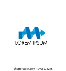 M initial letter with arrow for business logo icon