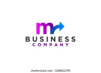 M initial letter arrow business logo design