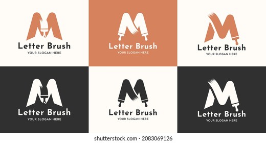 M logotipo inicial de pincel de letra para el logotipo de inspiración de negocios y marca