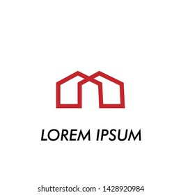 m initial letter for business name logo icon in building company 