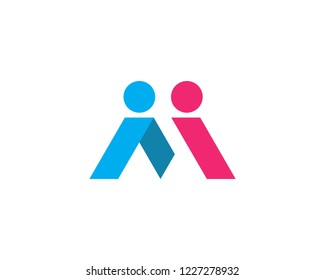 M initial letter community care Logo template vector icon