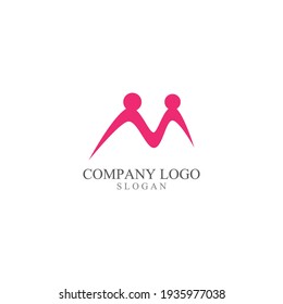 M initial letter community care Logo template vector icon