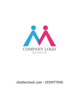 M letra inicial de la comunidad de cuidado Icono de la plantilla de logotipo
