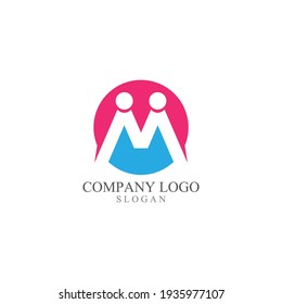 M initial letter community care Logo template vector icon
