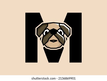 M initial letter with cute doggy head design
